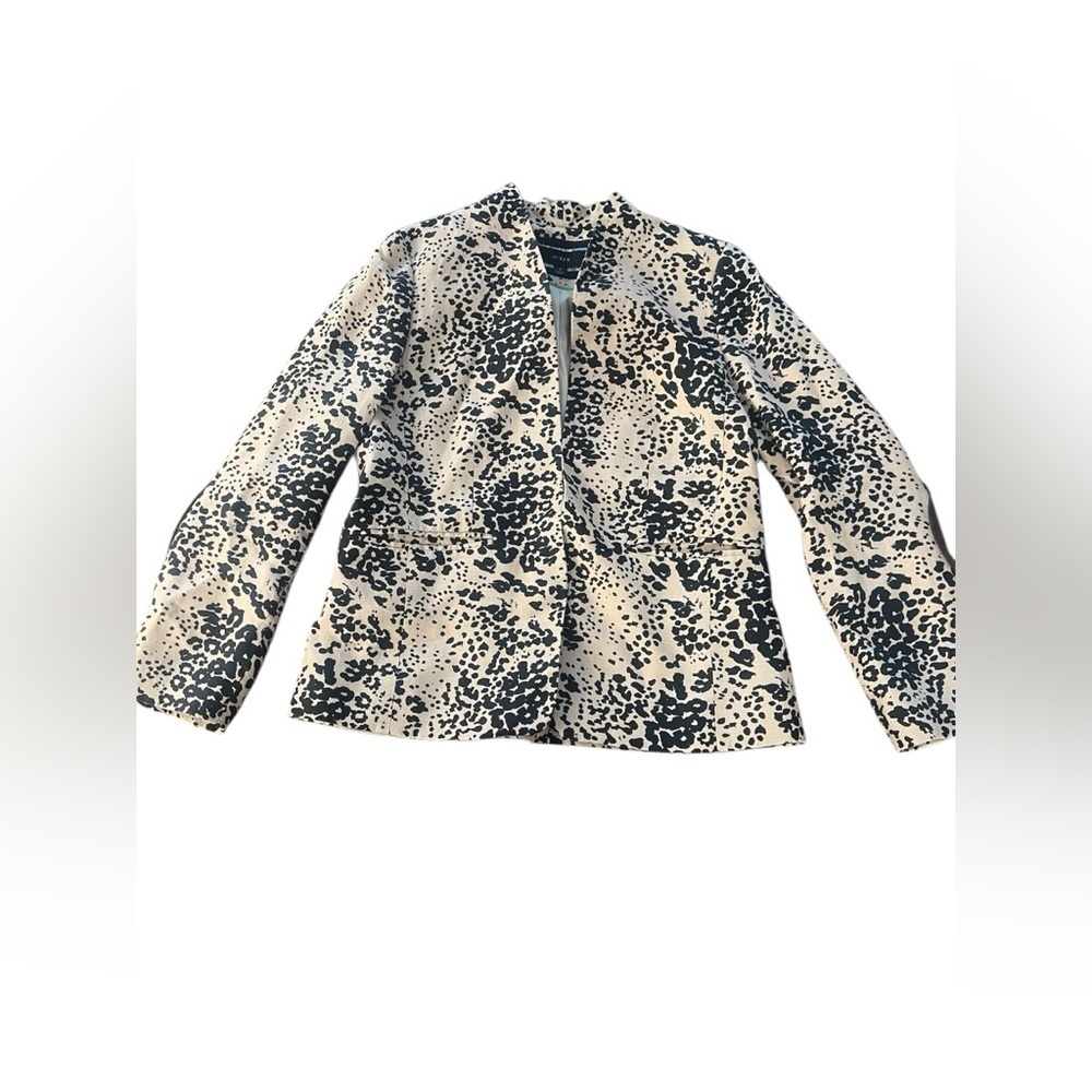 J. CREW black and tan leopard print Going Out cropped blazer jacket size 8